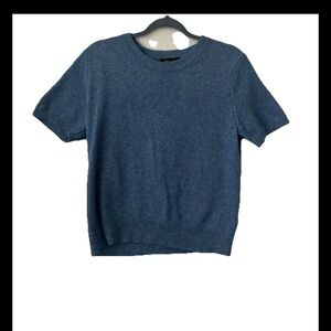 Truth by Republic Women Soft Knit Sweater Shirt Blue Short Sleeve Size L (0654)